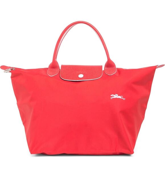 Longchamp Handbags - Longchamp Le Pliage Club Medium Top Handle Nylon Tote VERMILLION Red New